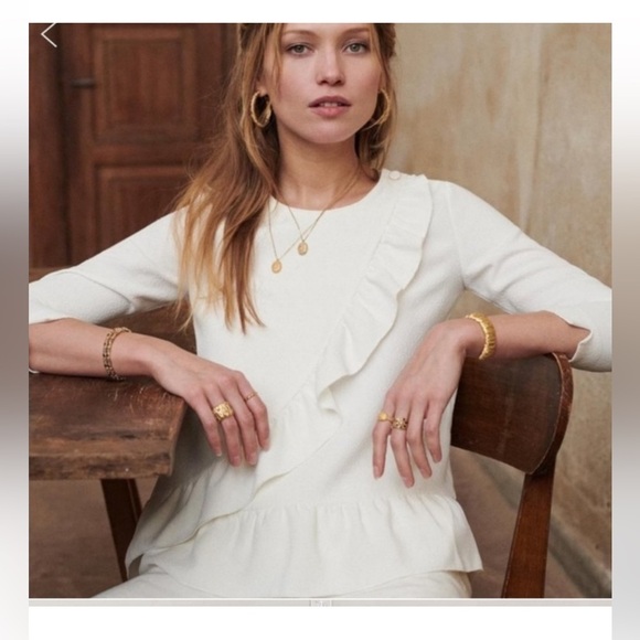 Sezane Jenny Ruffle Blouse 34 XS - Picture 3 of 9